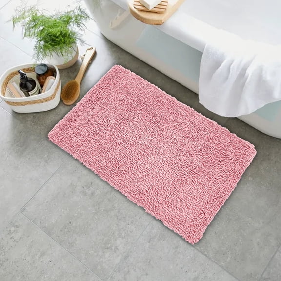 Home Weavers Fantasia Collection 100% Cotton Bathroom Rugs Set, Machine Washable Rug, Extra Soft and Absorbent bath Rug, Kitchen Mat, Bath Rug, Bath Floor Mat Non Slip, 17"x24" Rectangle, Pink