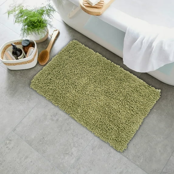 Home Weavers Fantasia Collection 100% Cotton Bathroom Rugs Set, Machine Washable Rug, Extra Soft and Absorbent bath Rug, Kitchen Mat, Bath Rug, Bath Floor Mat Non Slip, 17"x24" Rectangle, Sage