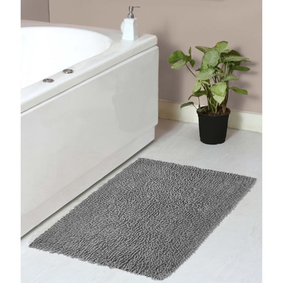 Home Weavers Fantasia Collection 100% Cotton Bathroom Rugs Set, Machine Washable Rug, Extra Soft & Water Absorbent bath Rug, Kitchen Mat, Bath Rug, Bath Floor Mat Non Slip, 24"x40" Rectangle, Gray