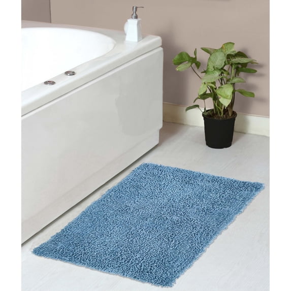 Home Weavers Fantasia Collection 100% Cotton Bathroom Rugs Set, Machine Washable Rug, Extra Soft & Water Absorbent bath Rug, Kitchen Mat, Bath Rug, Bath Floor Mat Non Slip, 24"x40" Rectangle, Blue