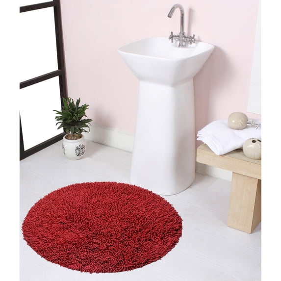 Home Weavers Fantasia Collection 100% Cotton Tufted Round Shape Bathroom Rug, Soft and Absorbent Bath Rugs, Non-Slip Bath Rug, Machine Wash Dry Bath Mats for Bathroom Floor- 30" Round, Red