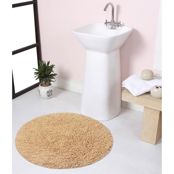 Home Weavers Fantasia Collection 100% Cotton Tufted Round Shape Bathroom Rug, Soft and Absorbent Bath Rugs, Non-Slip Bath Rug, Machine Wash Dry Bath Mats for Bathroom Floor- 30" Round, Yellow