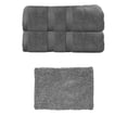 thumbnail image 1 of Home Weavers Fantasia Collection 100% Soft Cotton Super Absorbent 2 Pcs Bath Towel Set & 1 Pc 17x24" Bath Rug, Machine Washable & Non Slip (Set of 3), Dark Gray, 1 of 4