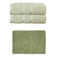 thumbnail image 1 of Home Weavers Fantasia Collection 100% Soft Cotton Super Absorbent 2 Pcs Bath Towel Set & 1 Pc 21x34" Bath Rug, Machine Washable & Non Slip (Set of 3), Green, 1 of 4