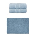 thumbnail image 1 of Home Weavers Fantasia Collection 100% Soft Cotton Super Absorbent 2 Pcs Bath Towel Set & 1 Pc Bath Rug, Machine Washable & Non Slip (Set of 3), Blue, 1 of 4