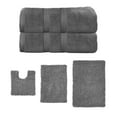 thumbnail image 1 of Home Weavers Fantasia Collection 100% Soft Cotton Super Absorbent 2 Pcs Bath Towel Set & 3 Pc Bath Rug Combo, Machine Washable & Non Slip (Set of 5), Dark Gray, 1 of 3