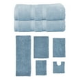 thumbnail image 1 of Home Weavers Fantasia Collection 100% Soft Cotton Super Absorbent 2 Pcs Bath Towel Set & 5 Pc Bath Rug Combo, Machine Washable & Non Slip (Set of 7), Blue, 1 of 4