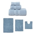 thumbnail image 1 of Home Weavers Fantasia Collection 100% Soft Cotton Super Absorbent 3 Pcs Towel Set & 3 Pc Bath Rug Combo, Machine Washable & Non Slip (Set of 6), Blue, 1 of 1