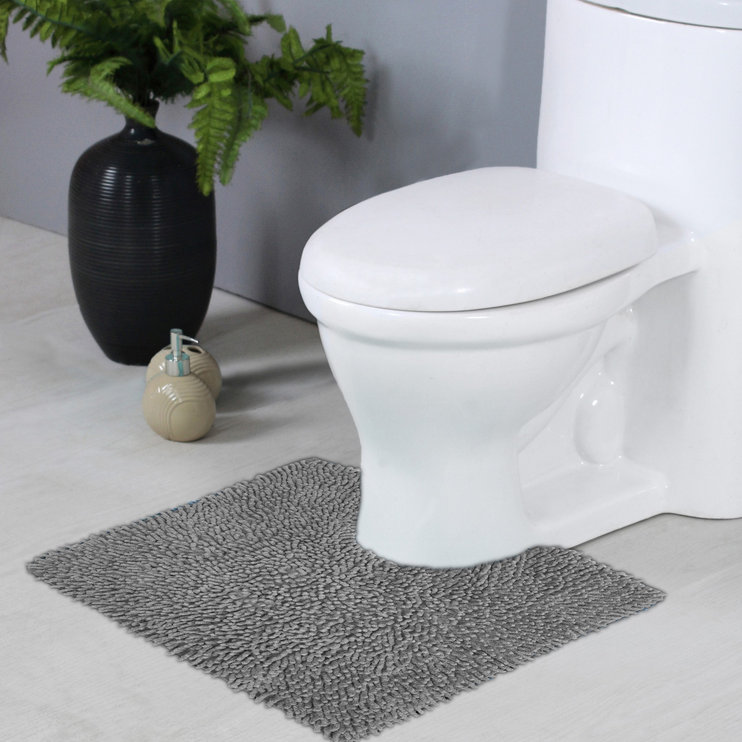 Home Weavers Fantasia Collection Toilet Rug, Gray Bathroom Contour Mat ...