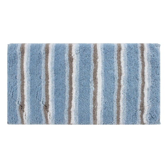 Home Weavers Glamour Collection 100% Polyester Microfiber Bathroom Rug, Water Absorbent Soft Microfiber Shaggy Mat - 24"x40" Blue - 24"x40"