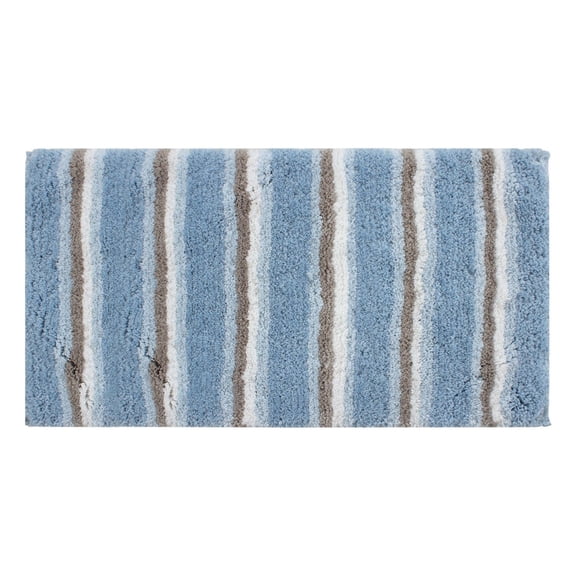 Home Weavers Glamour Collection 100% Polyester Microfiber Bathroom Rug, Water Absorbent Soft Microfiber Shaggy Mat - 24"x40" Blue - 24"x40"