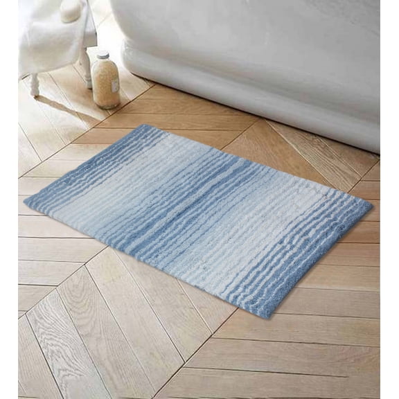 Home Weavers Gradation Collection 100% Cotton Bath Rug 17"x24", Soft, Absorbent, Non-Slip, Machine Washable Bathroom Floor Mat, Blue