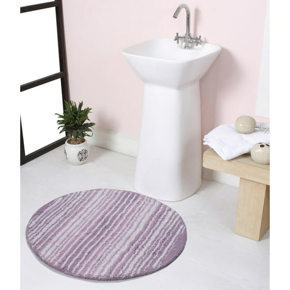 Home Weavers Gradation Collection 100% Cotton Tufted Round Shape Bathroom Rug, Soft and Absorbent Bath Rugs, Non-Slip Bath Rug, Machine Washable Bath Mats for Bathroom- 30" Round, Purple