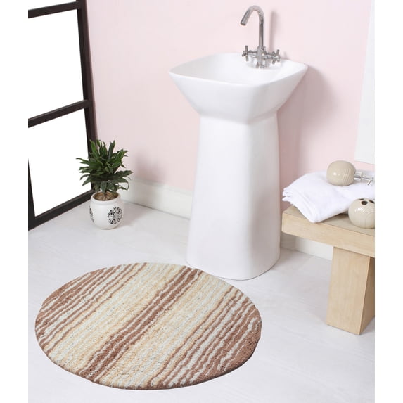 Home Weavers Gradation Collection 100% Cotton Tufted Round Shape Bathroom Rug, Soft and Absorbent Bath Rugs, Non-Slip Bath Rug, Machine Washable Bath Mats for Bathroom- 30" Round, Beige