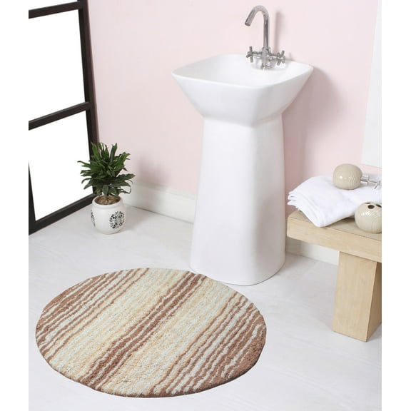 Home Weavers Gradation Collection 100% Cotton Round Bath Rug 30", Soft, Absorbent, Non-Slip, Machine Washable Bathroom Floor Mat, Beige