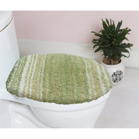 Home Weavers Gradation Collection Toilet Lid Seat Cover Bath Rug, 100% Cotton Soft Universal Fit for Standard Oblong Round Bath Room Bowl Lids, Washable 18"x18" Toilet Lid Cover, Sage
