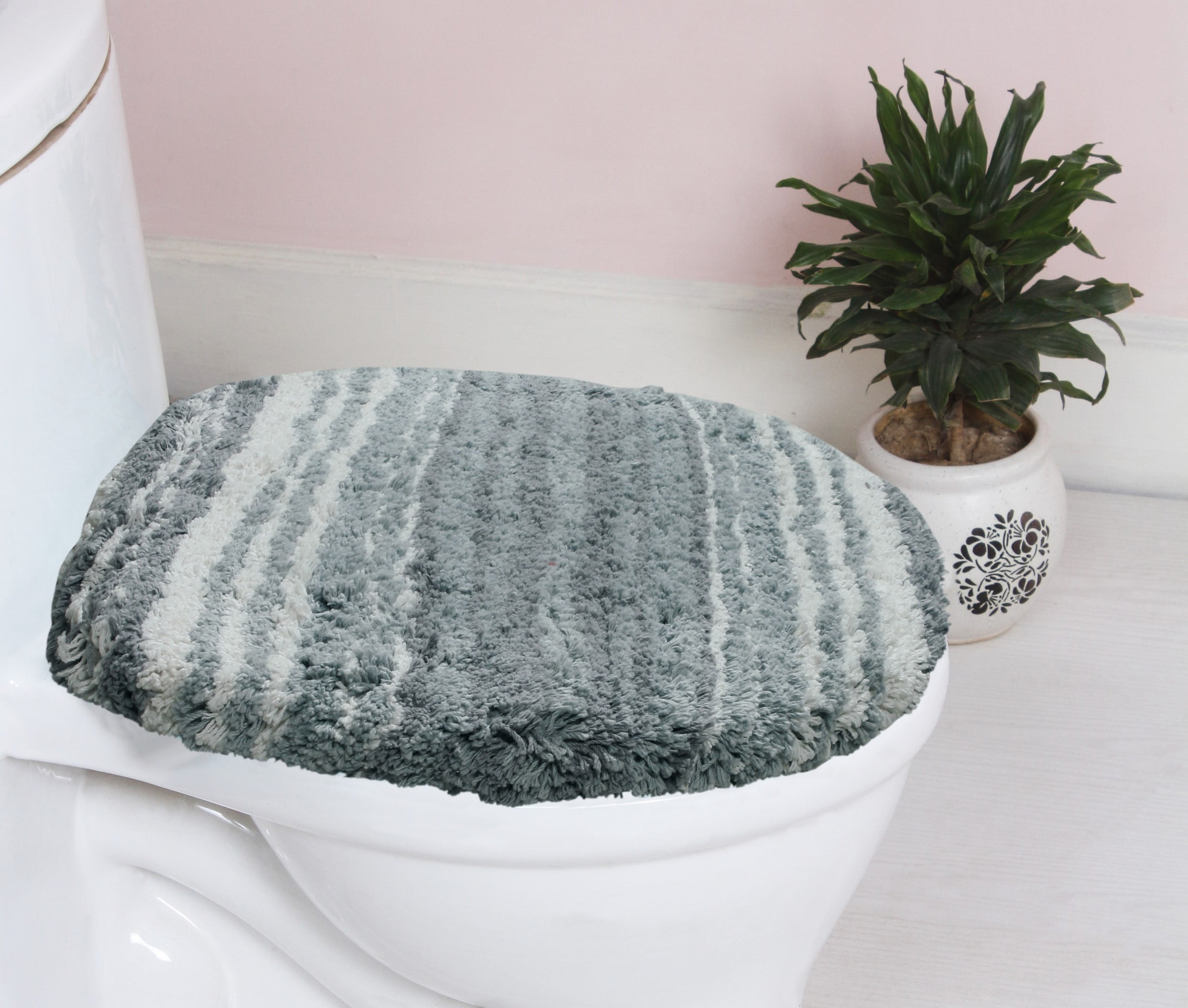 Home Weavers Gradation Collection Toilet Lid Seat Cover Bath Rug, 100% ...