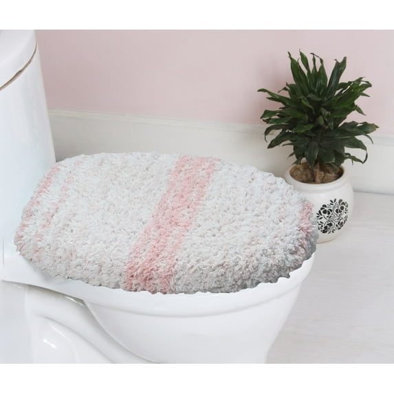 Home Weavers Gradation Collection Toilet Lid Seat Cover Bath Rug, 100% Cotton Soft Universal Fit for Standard Oblong Round Bath Room Bowl Lids, Washable 18"x18" Toilet Lid Cover, Pink
