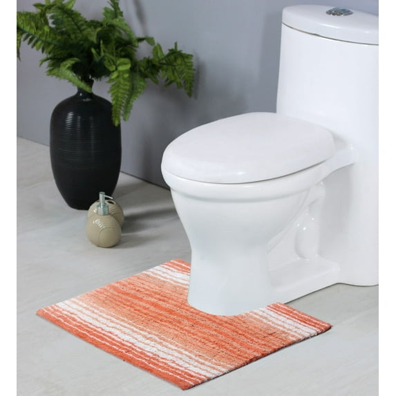Home Weavers Gradation Collection Toilet Rugs U Shaped Contour, Thick Toilet Rug, Non-Slip Contour Mat for Bathroom Rug,100% Cotton Soft, Absorbent Water, Machine Washable, 20"x20" Contour, Coral