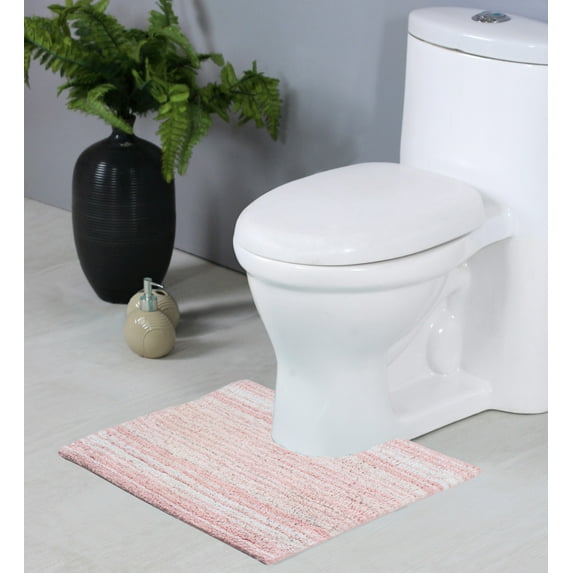 Home Weavers Gradation Collection Toilet Rugs U Shaped Contour, Thick Toilet Rug, Non-Slip Contour Mat for Bathroom Rug,100% Cotton Soft, Absorbent Water, Machine Washable, 20"x20" Contour, Pink