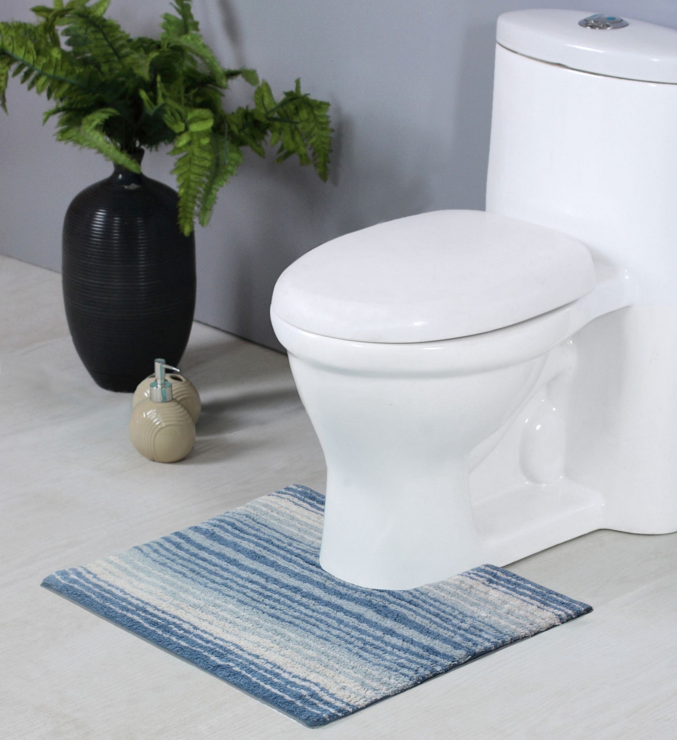 Home Weavers Gradation Collection Toilet Rugs U Shaped Contour, Thick Toilet Rug, Non-Slip Contour Mat for Bathroom Rug,100% Cotton Soft, Absorbent Water, Machine Washable, 20"x20" Contour, Blue