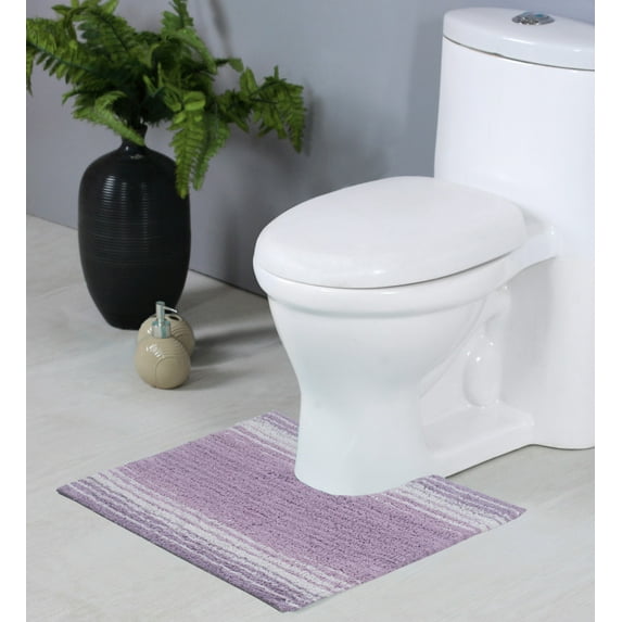 Home Weavers Gradation Collection Toilet Rugs U Shaped Contour, Thick Toilet Rug, Non-Slip Contour Mat for Bathroom Rug,100% Cotton Soft, Absorbent Water, Machine Washable, 20"x20" Contour, Purple