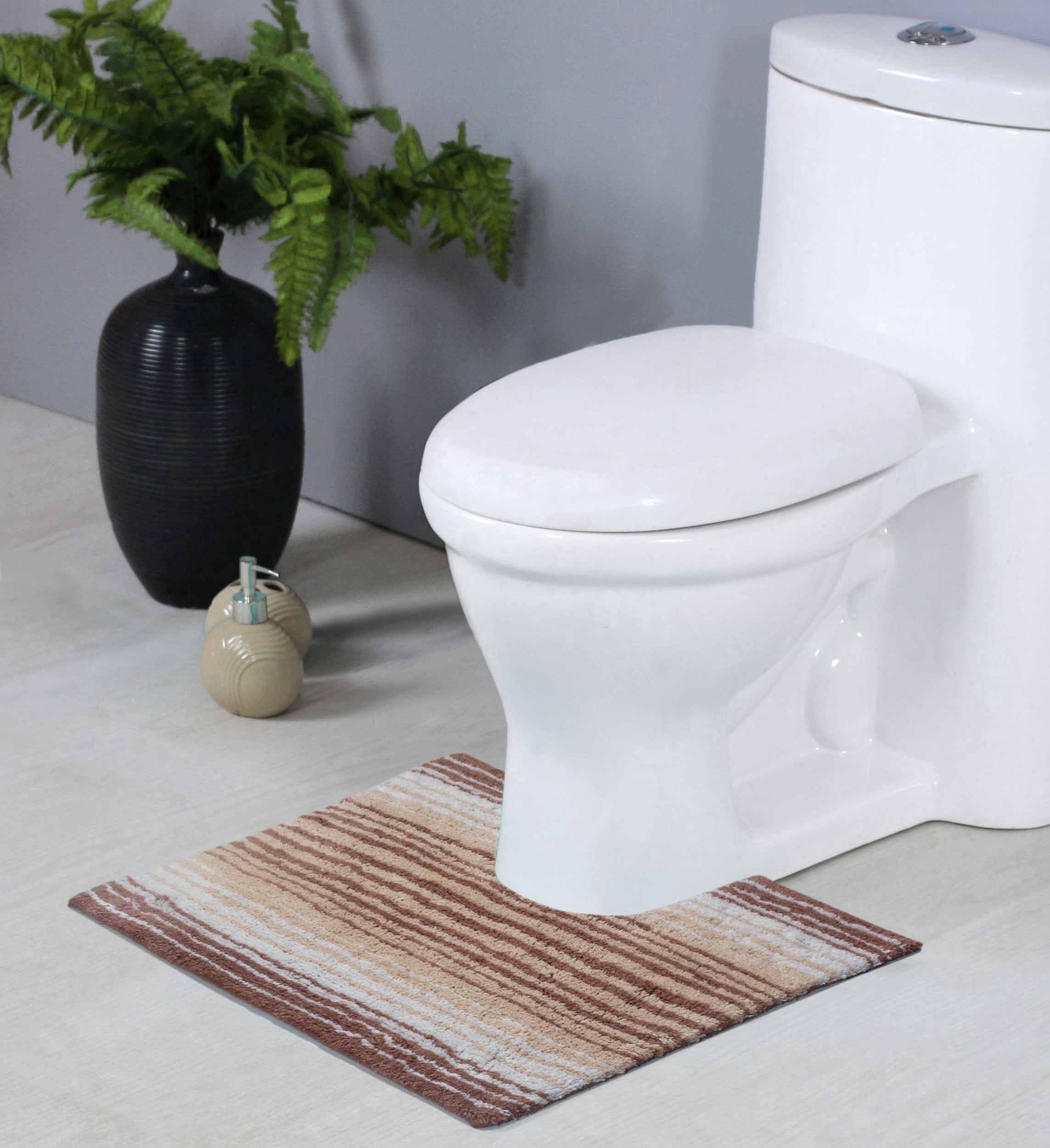 Home Weavers Gradation Collection Toilet Rugs U Shaped Contour, Thick Toilet Rug, Non-Slip Contour Mat for Bathroom Rug,100% Cotton Soft, Absorbent Water, Machine Washable, 20"x20" Contour, Beige