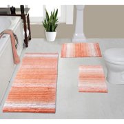 Home Weavers Gradiation Collection - Absorbent Cotton 3 Piece Set Soft Bath Rug with Runner, Coral Rug