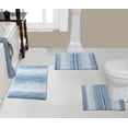 thumbnail image 1 of Home Weavers Gradation Rug Collection 100% Cotton Non-Slip Bathroom Rug Set Machine Washable Bathroom Rug-17"x24", Bath Rug- 21"x34", U Shaped Contour- 20"x20", Blue Color 3 Piece Bath Rug set, 1 of 6