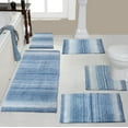thumbnail image 1 of Home Weavers Gradation Rug Collection 100% Cotton Non-Slip Bathroom Rug Set Machine Washable Bathroom Rug, Bath Rug, Runner, U Shaped Contour, Bathroom Rug, Blue Color 5 Piece Bath Rug set, 1 of 6