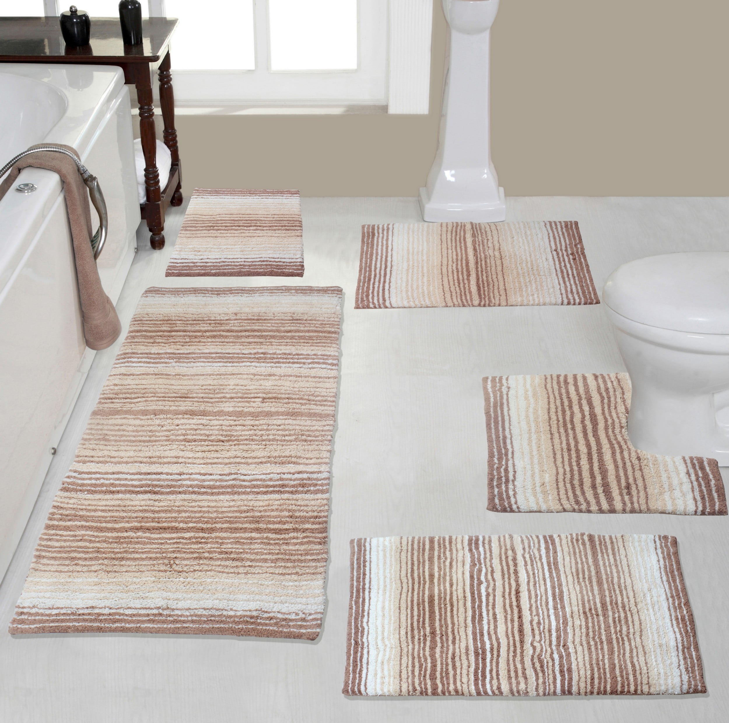 Wranger Bath Rug Home Weavers Gradiation Rug Collection, 100% Cotton, Machine Washable ...