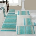 thumbnail image 1 of Home Weavers Gradation Rug Collection 100% Cotton Non-Slip Bathroom Rug Set Machine Washable Bathroom Rug, Bath Rug, Runner, U Shaped Contour, Bathroom Rug, Turquoise Color 5 Piece Bath Rug set, 1 of 6