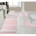 thumbnail image 1 of Home Weavers Gradation Rug Collection 100% Cotton Non-Slip Bathroom Rug Set Machine Washable Bathroom Rug, Bath Rug, U Shaped Contour, Runner, Pink Color 4 Piece Bath Rug set, 1 of 4