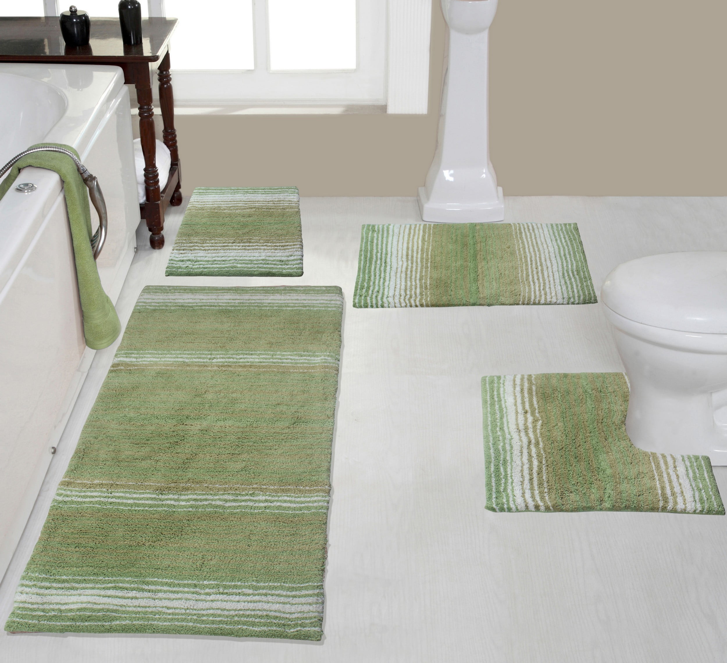 Home Weavers Gradiation Rug Collection 100% Cotton Non-Slip Bathroom ...