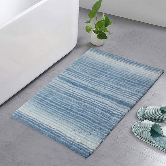 Home Weavers Gradiation Rug Collection Absorbent Cotton Soft Rug, Machine Wash Dry, 21"x34", Blue Rug