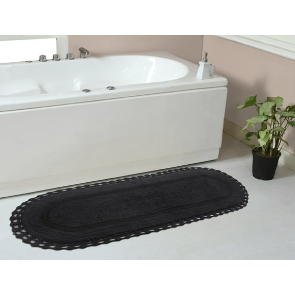 Home Weavers Hampton Crochet Bath Mat Cotton Bathroom Rugs, Machine Washable Rug, Extra Soft and Absorbent bath Rug, Kitchen Mat, Bath Mat Set, Bath Floor Mat Reversible, 21"x54" Runner, Gray
