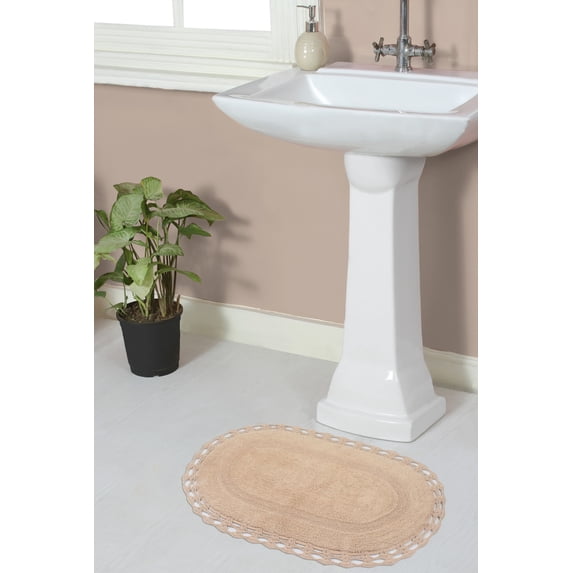 Home Weavers Hampton Crochet Bath Mat 100% Cotton Bathroom Rugs Set, Washable Rug, Extra Soft and Absorbent bath Rug, Kitchen Mat, Bath Mat Set, Bath Floor Mat Reversible, 17"x24" Rectangle, Linen