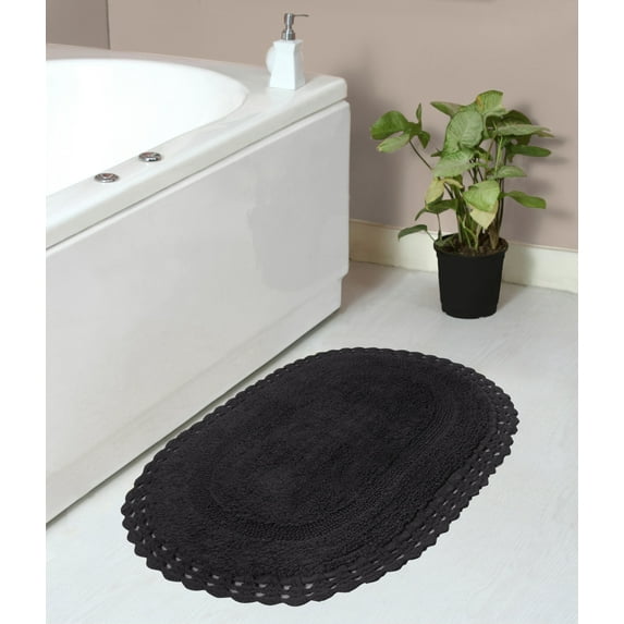Home Weavers Hampton Crochet Bath Mat 100% Cotton Bathroom Rugs Set, Washable Rug, Extra Soft and Absorbent bath Rug, Kitchen Mat, Bath Mat Set, Bath Floor Mat Reversible, 21"x34" Rectangle, Gray