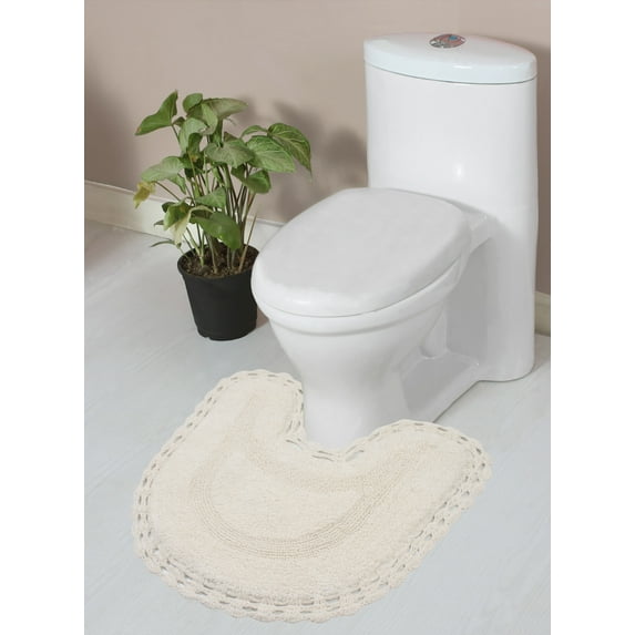 Home Weavers Hampton Bathroom Rug Toilet Rugs U Shaped Contour, Thick Toilet Rug, Non-Slip Contour Mat for Bathroom Rug,100% Cotton Soft, Absorbent Water, Machine Washable, 20"x20" Contour, Ivory