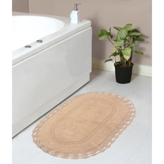 Home Weavers Hampton Crochet Bath Mat 100% Cotton Bathroom Rugs Set, Washable Rug, Extra Soft and Absorbent bath Rug, Kitchen Mat, Bath Mat Set, Bath Floor Mat Reversible, 21"x34" Rectangle, Linen