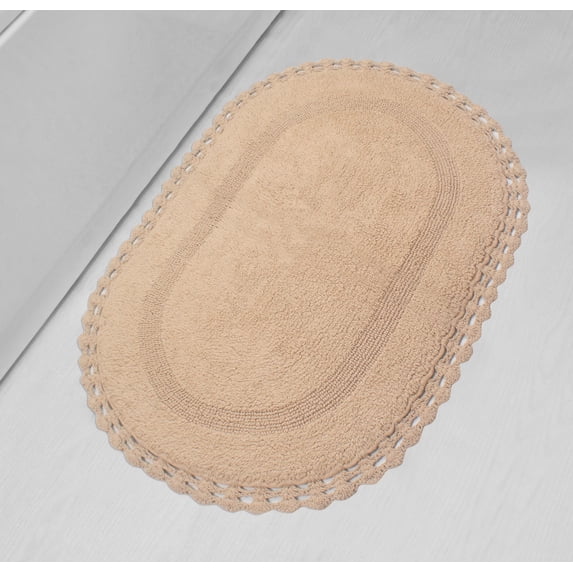 Home Weavers Hampton Crochet Bath Mat 100% Cotton Bathroom Rugs Set, Washable Rug, Extra Soft and Absorbent bath Rug, Kitchen Mat, Bath Mat Set, Bath Floor Mat Reversible, 24"x40" Rectangle, Linen