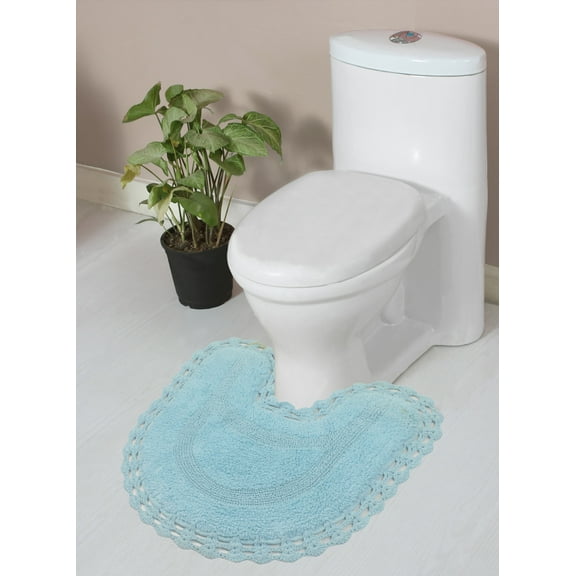 Home Weavers Bathroom Rug Toilet Rugs U Shaped Contour, Thick Toilet Rug, Non-Slip Contour Mat for Bathroom Rug,100% Cotton Soft, Absorbent Water, Machine Washable, 20"x20" Contour, Aqua