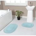 thumbnail image 1 of Home Weavers Hampton Crochet Bath Mat 100% Cotton Reversible Bathroom Rug Set Machine Washable Bathroom Rug-17"x24", Bath Rug- 21"x34", Aqua Color 2 Piece Bath Rug set, 1 of 9
