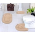 thumbnail image 1 of Home Weavers Hampton Crochet Bath Mat 100% Cotton Reversible Bathroom Rug Set Machine Washable Bathroom Rug-17"x24", Bath Rug- 21"x34", U Shaped Contour- 20"x20", Linen Color 3 Piece Bath Rug set, 1 of 5