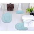 thumbnail image 1 of Home Weavers Hampton Crochet Bath Mat 100% Cotton Reversible Bathroom Rug Set Machine Washable Bathroom Rug-17"x24", Bath Rug- 21"x34", U Shaped Contour- 20"x20", Aqua Color 3 Piece Bath Rug set, 1 of 2