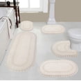 thumbnail image 1 of Home Weavers Hampton Crochet Bath Mat 100% Cotton Reversible Bathroom Rug Set Machine Washable Bathroom Rug, Bath Rug, U Shaped Contour, Runner, Bathroom Rug, Ivory Color 5 Piece Bath Rug set, 1 of 7