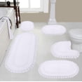 thumbnail image 1 of Home Weavers Hampton Crochet Bath Mat 100% Cotton Reversible Bathroom Rug Set Machine Washable Bathroom Rug, Bath Rug, U Shaped Contour, Runner, Bathroom Rug, White Color 5 Piece Bath Carpet set, 1 of 8