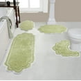 thumbnail image 1 of Home Weavers Inc Allure Collection 100% Cotton Non-Slip Bathroom Rug Set, Machine Washable Bath Rug, 4 Piece Bath Mat Set with Contour Green, 1 of 5