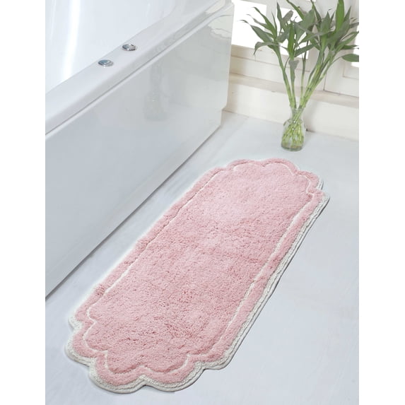 Home Weavers Inc. Allure Collection Pink 100% Cotton Bath Rug, 21" x 54", Non-Slip Backing