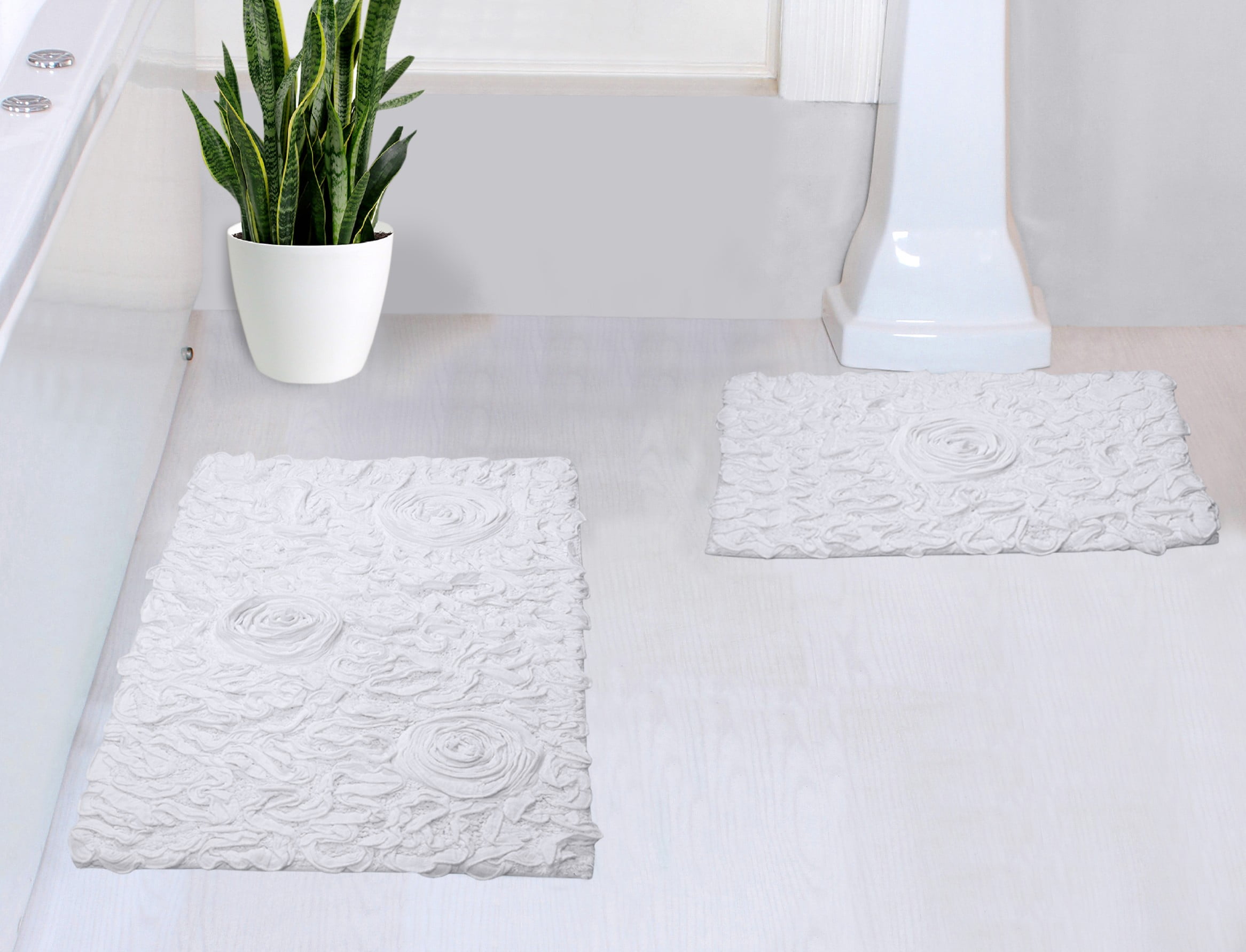 Home Weavers Inc Bell Flower Collection 100% Cotton Bath Carpet Non ...